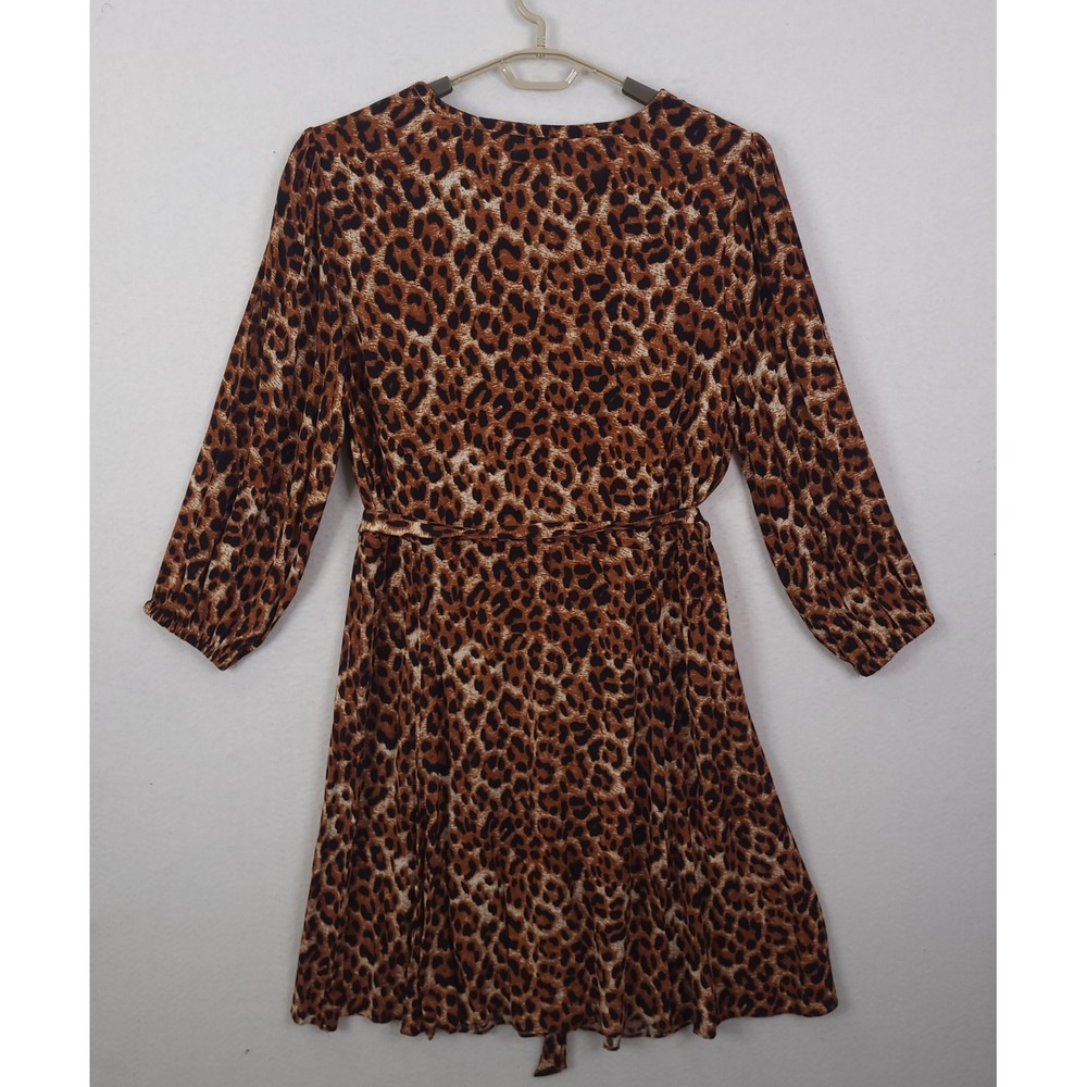 Talbots Midi Dress Leopard Print V-Neck Popover Belted 18WP Casual Formal Luxury - Picture 2 of 12